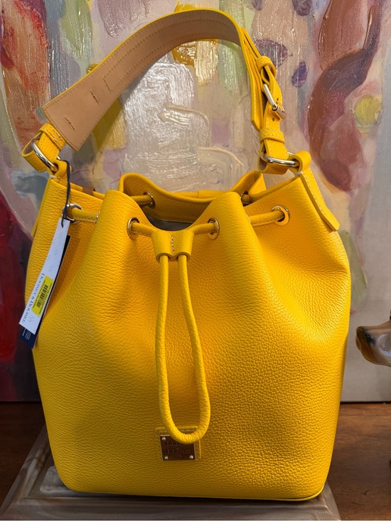 Dooney & Bourke Handbags - NWT Dooney & Bourne Yellow Leather Drawstring Bucket/Hobo Bag